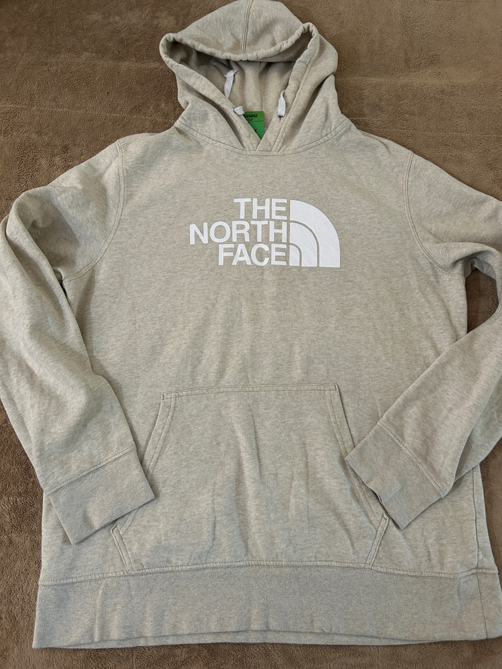 North face men crewneck hoodie in beige Sz large